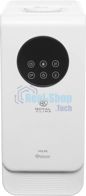Увлажнитель воздуха Royal Clima VOLPE RUH-VP270/6.5E-WT белый, 30 м², 6.5 л, ультразвуковой, производительность 270 мл/ч, гигростат, ароматизация, управление по Wi-Fi (SmartLife), пульт ДУ