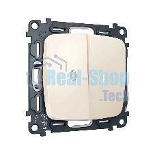 MO324055 Комплект механизма 2-кл выключателя с самовозвратом с подсветкой 5600K OMEGA Бежевый матовый QUANT (OP3240, VM129, G14W)