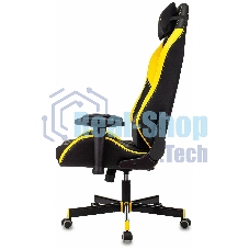 Кресло Knight Neon черный/желтый, экокожа, 120 кг, механизм качания