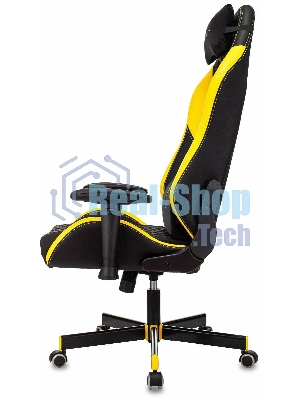 Кресло Knight Neon черный/желтый, экокожа, 120 кг, механизм качания