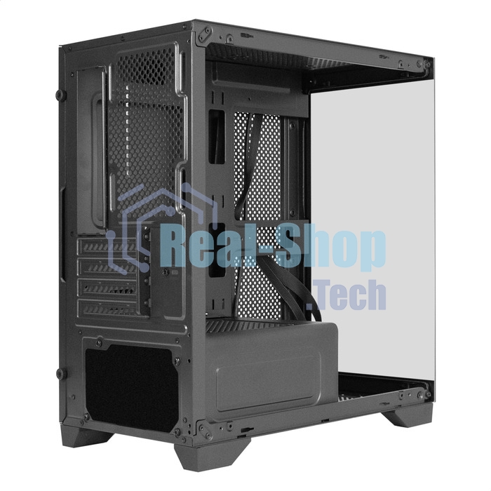 Компьютерный корпус Minitower ExeGate i3 SEA LE (mATX, без БП, 1хUSB+1хUSB 3.0, HD аудио, черный, передняя и боковая панели - закаленное стекло)