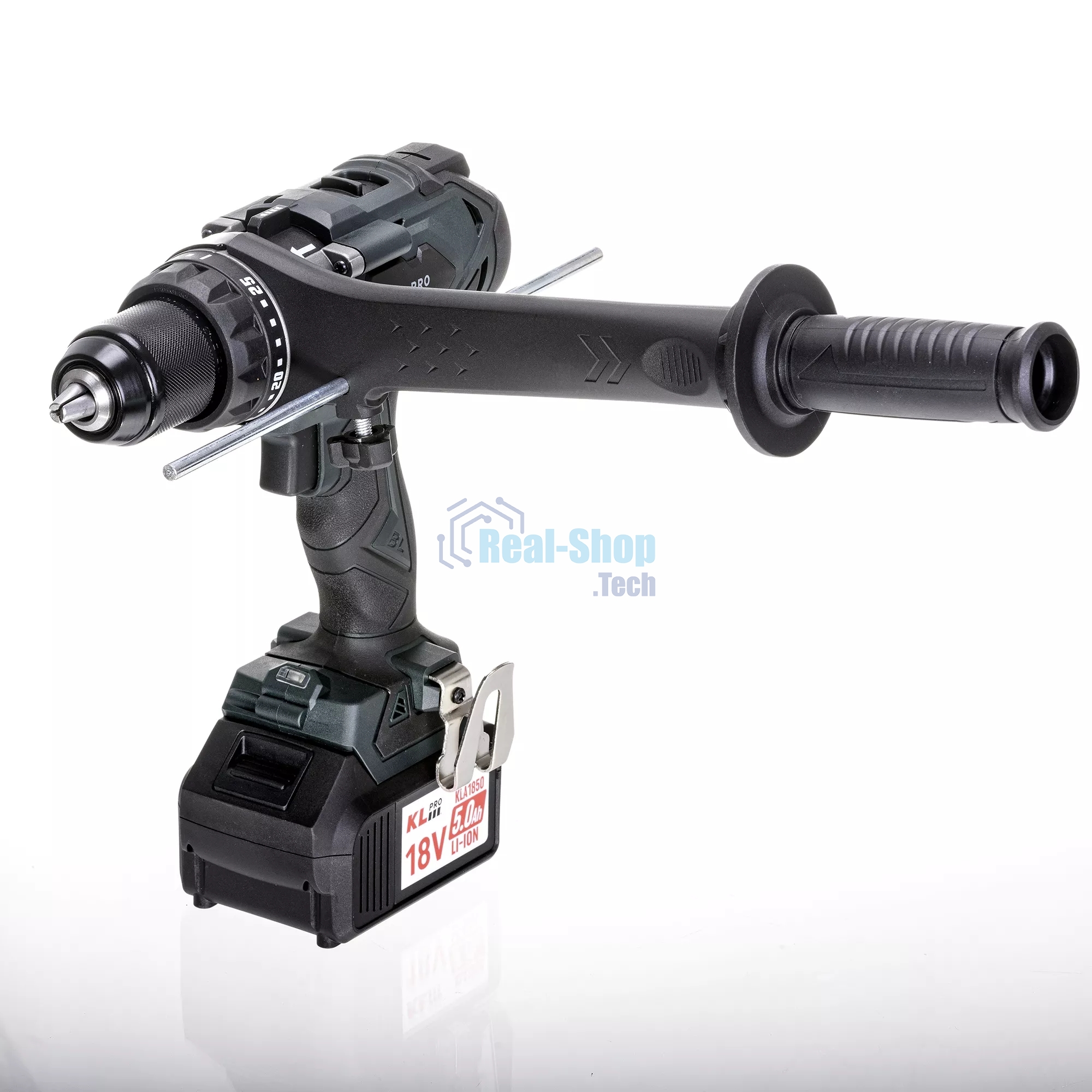 Профессиональный аккумуляторный бесщеточный ударный шуруповерт Klpro KLDM18BHX-50 (18В, Li-ion-2шт, 5.0А·ч, 150Нм, 2 скорости, подсветка, магнитная бита,З/У,в кейсе)