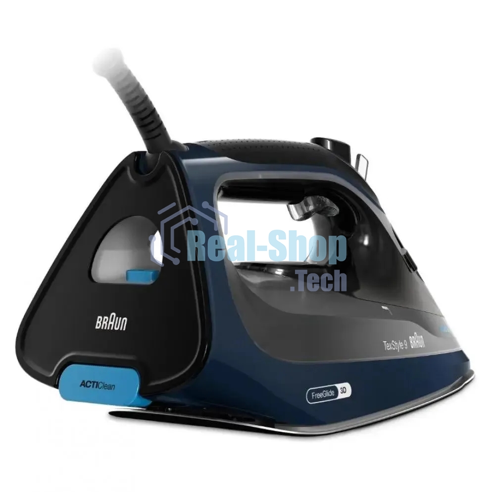 Утюг Braun SI9682DB черный/синий, 3200 Вт, 60 г/мин, 260 г/мин, 330 мл