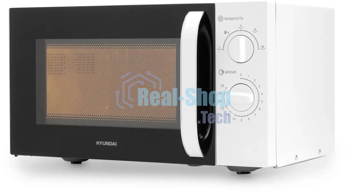 Микроволновая печь Hyundai HYM-M2023 белый/хром, 23 л, 800 Вт, переключатели - поворотный механизм