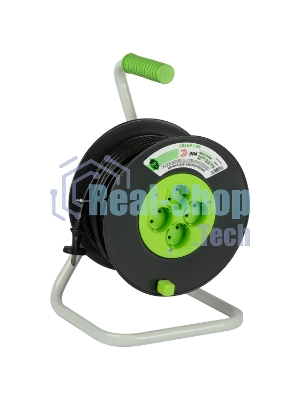 Удлинитель силовой ЭРА GREEN LINE KAT-2x1.5-50m Greenline на катушке пластик 4 розетки без заземления 50 м ПВС 2x1.5 мм2