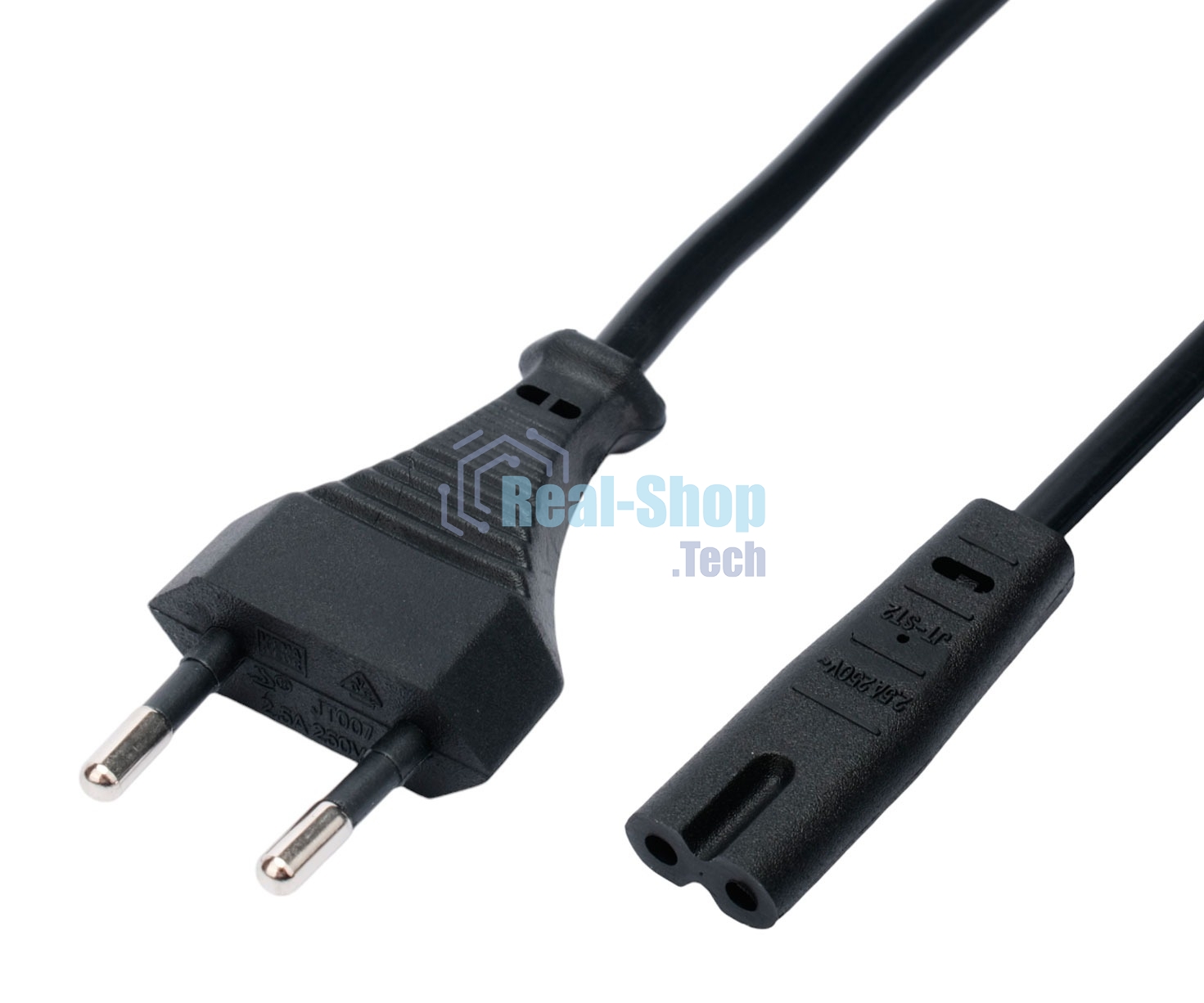 Кабель питания Cablexpert PC-184A-VDE-3M CEE 7/16-C7, 2x0.75мм2, 2.5А, VDE, угл.разъемы, 3м, черный, пакет