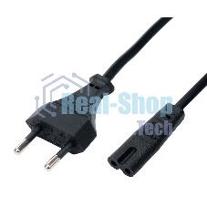 Кабель питания Cablexpert PC-184A-VDE-3M CEE 7/16-C7, 2x0.75мм2, 2.5А, VDE, угл.разъемы, 3м, черный, пакет