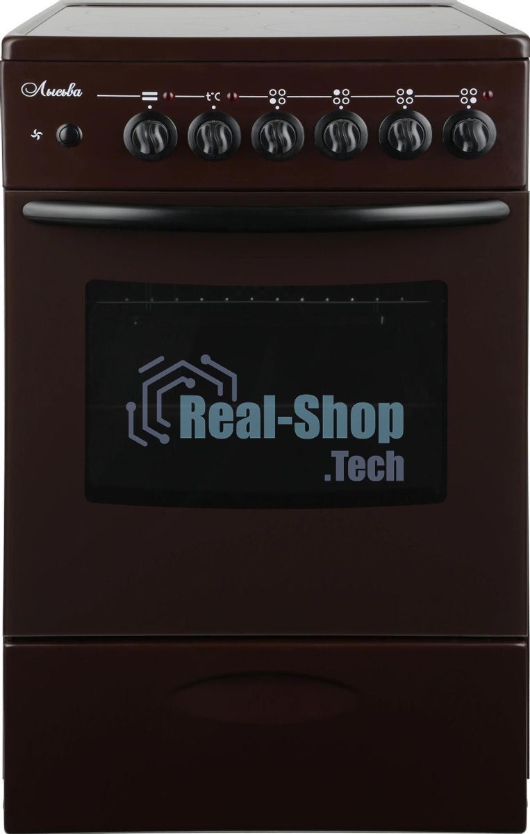 Плита электрическая Лысьва EF4004MK00 коричневый, конфорок 4 шт, духовка 57 л, 50 см x 84 см x 60 см (без крышки)