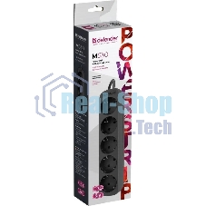 Удлинитель Defender M530 черный, 3 м, EURO, 5 розеток, 2200 Вт