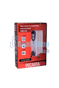 Обогреватель масляный Ресанта ОМ-9А (9 секций), белый, 2000 Вт, 20 м2, термостат 67/3/16