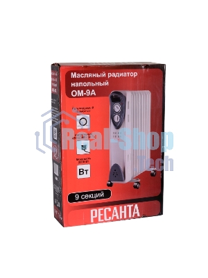 Обогреватель масляный Ресанта ОМ-9А (9 секций), белый, 2000 Вт, 20 м2, термостат 67/3/16