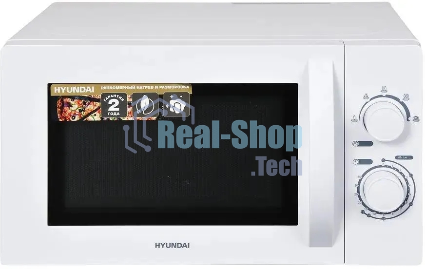 Микроволновая печь Hyundai HYM-M2059 белый, 20 л, 700 Вт, переключатели - поворотный механизм