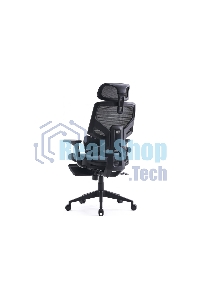 Кресло офисное Cactus CS-CHR-MC01-BLBK синий, сиденье черный, сетка/ткань, с подголов. крестов. пластик, подст. для ног