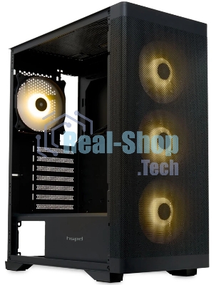 Компьютерный корпус HSPD M520, Mesh Mid Tower, черный, slide TG, 0.45 SPCC, 4x120мм ARGb ATX, mATX, mITX 160/330/184мм 2x2.5