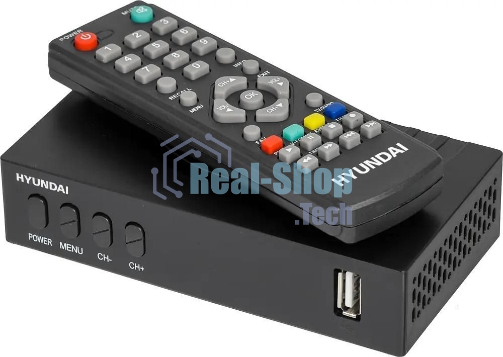 Приставка для цифрового ТВ Hyundai H-DVB440 черный, DVB-T2, DVB-T, DVB-C, HDMI, USB 2.0 x2