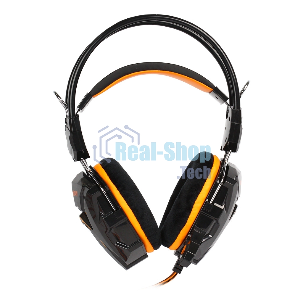 Гарнитура проводная игровая RUSH COBRA, динамики 40мм, велюровые амбушюры, черный/оранжевый (SBHG-1100)