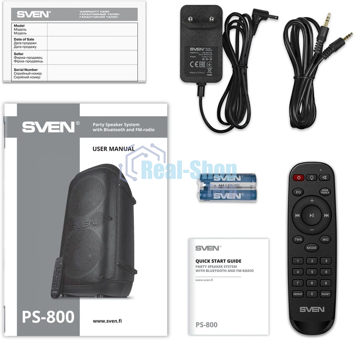 Колонка портативная SVEN PS-800 черный 100W 2.0 BT 10м 4400mAh