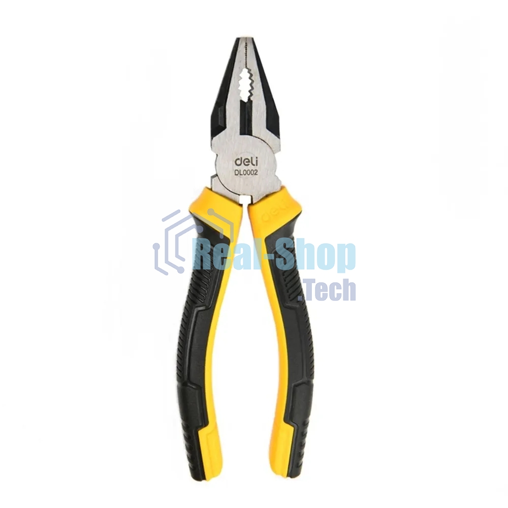 Комбинированные плоскогубцы Deli DL0002 180 мм, двухкомпонентная прорезиненная рукоять