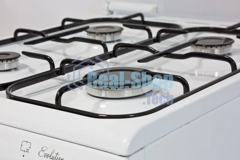 Плита комбинированная De Luxe 5040.21ГЭ (КР) ЧР белый, конфорок 4 шт, духовка 43 л, 50 см x 85 см x 50 см