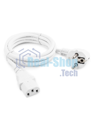 Кабель питания Cablexpert PC-186W Schuko-C13, 3x0.5мм2, 6A, с заземлением, 1.8м, белый, пакет