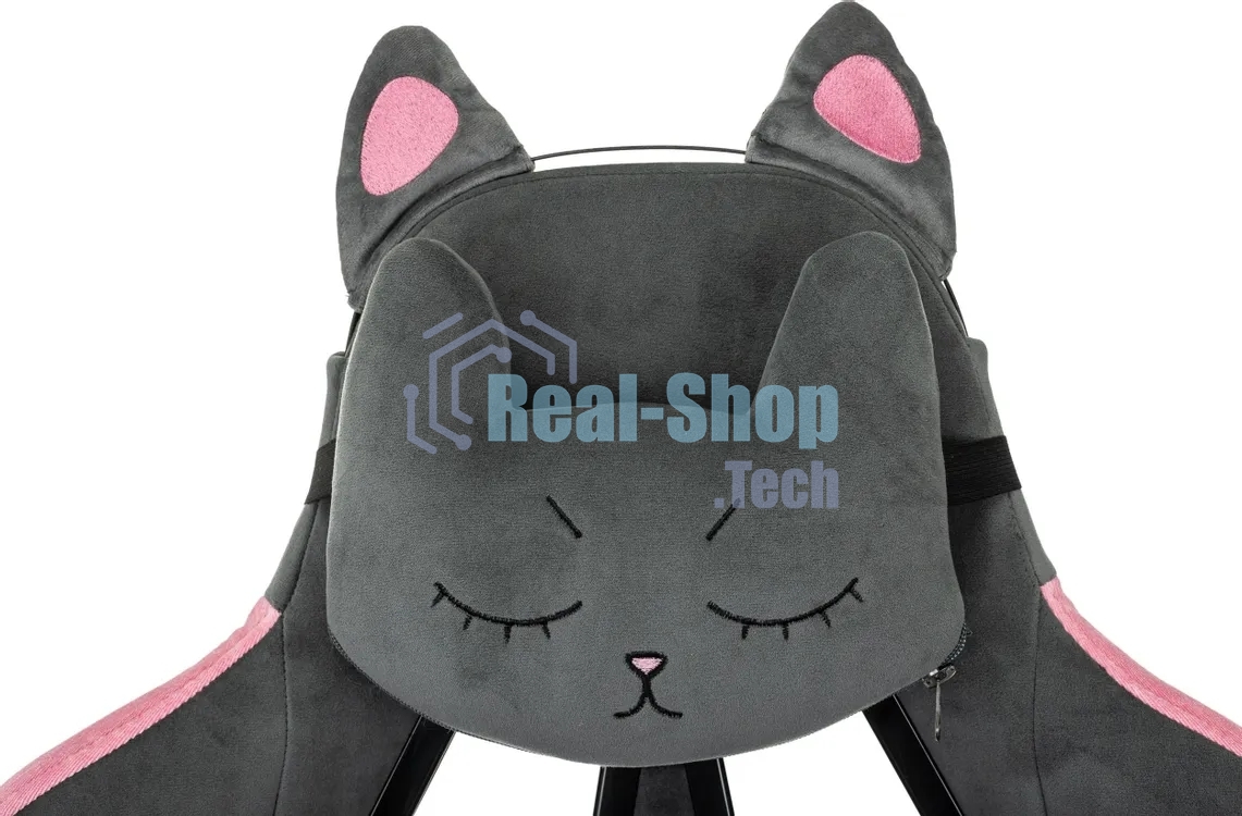 Кресло игровое Knight Kitty/F серый/розовый крестов. пластик подст. для ног