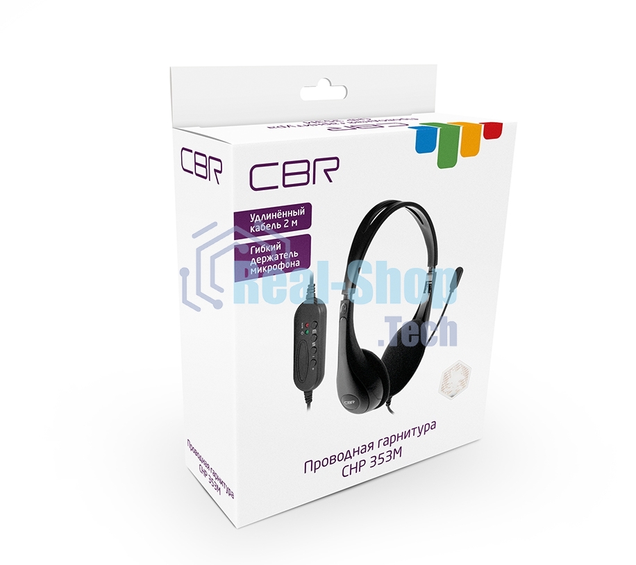 Гарнитура проводная CBR CHP 353M Black, проводная стерео, микрофон с шумоподавл., USB, регул. оголовья, длина кабеля 2,2 м, черный