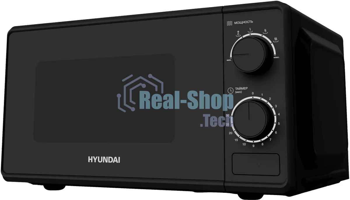 Микроволновая печь Hyundai HYM-M2096 черный, 20 л, 700 Вт, переключатели - поворотный механизм