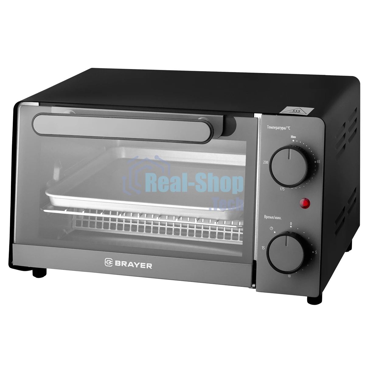 Мини-печь BRAYER BR2600 1200 Вт, 9 л, серебристый