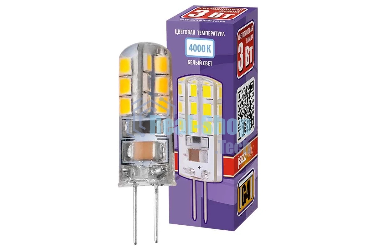 Лампа светодиодная JazzWay PLED-G4 1032072 3 Вт капсульная 4000 К, белый G4 200 лм 220-230В