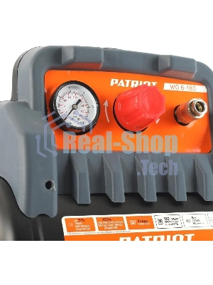 Компрессор поршневой Patriot WO 6-180 безмасляный 180л/мин 6л 1100Вт черный/оранжевый
