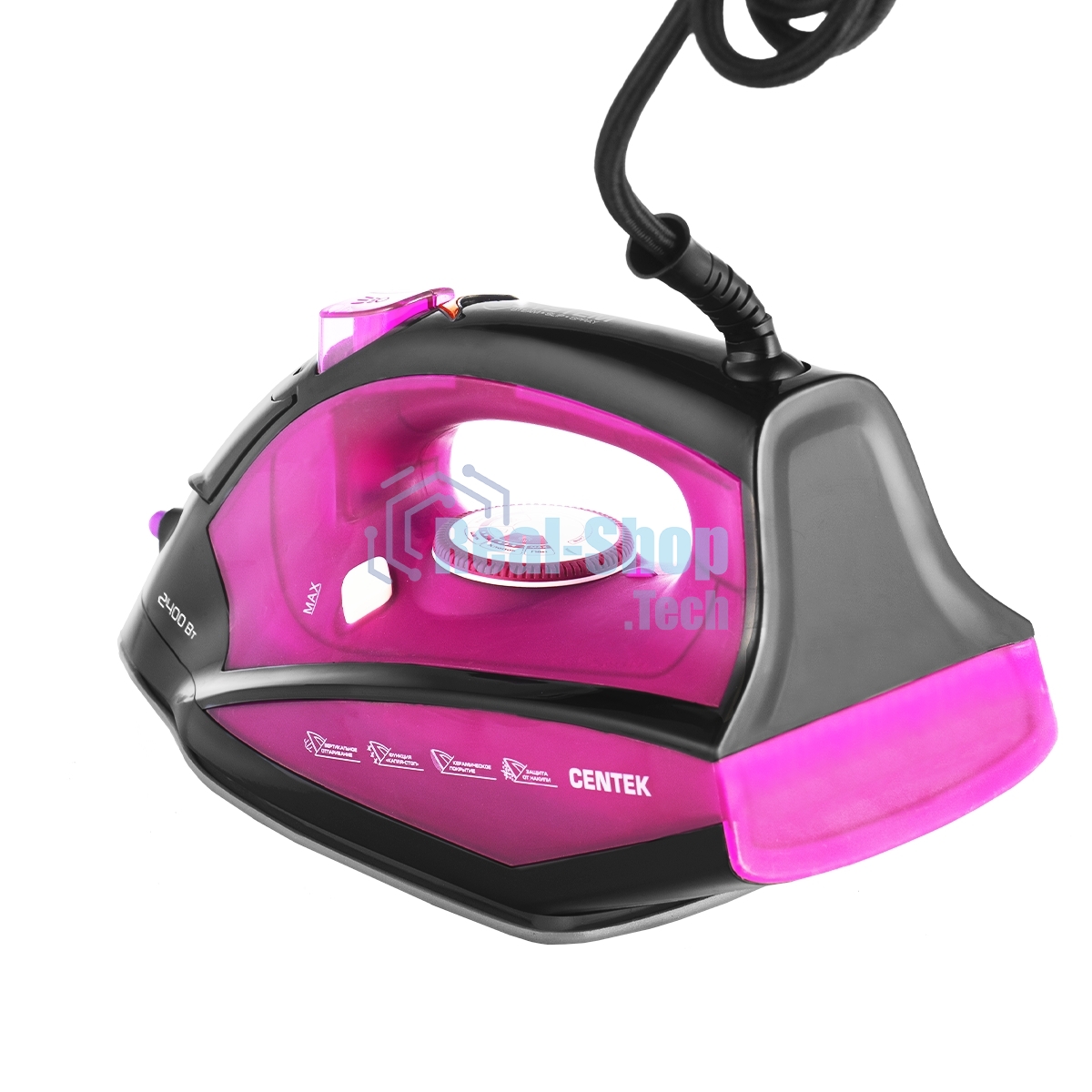 Утюг Centek CT-2355 фиолетовый, 2500 Вт, 45 г/мин, 160 г/мин, 270 мл