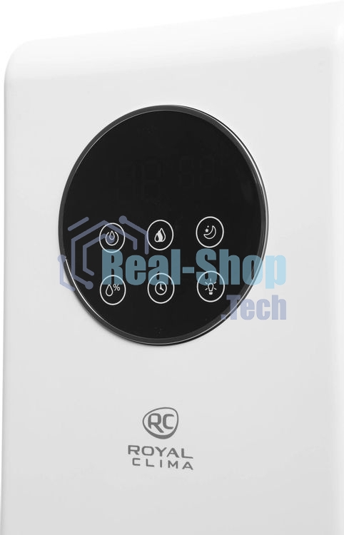 Увлажнитель воздуха Royal Clima VOLPE RUH-VP270/6.5E-WT белый, 30 м², 6.5 л, ультразвуковой, производительность 270 мл/ч, гигростат, ароматизация, управление по Wi-Fi (SmartLife), пульт ДУ