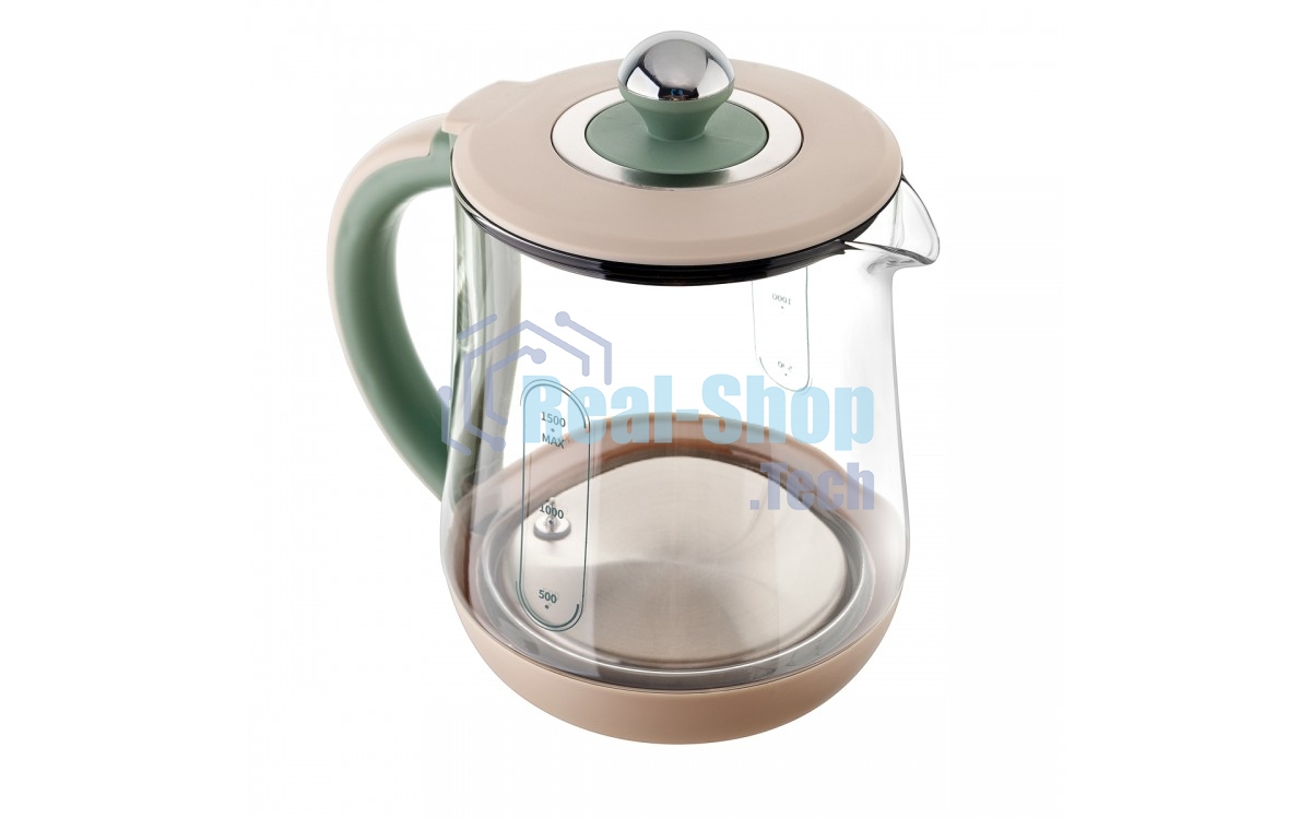 Чайник электрический BRAYER BR1015 2200 Вт,1,5 л, подст, 40-100 °С, завар.чая, стеклян