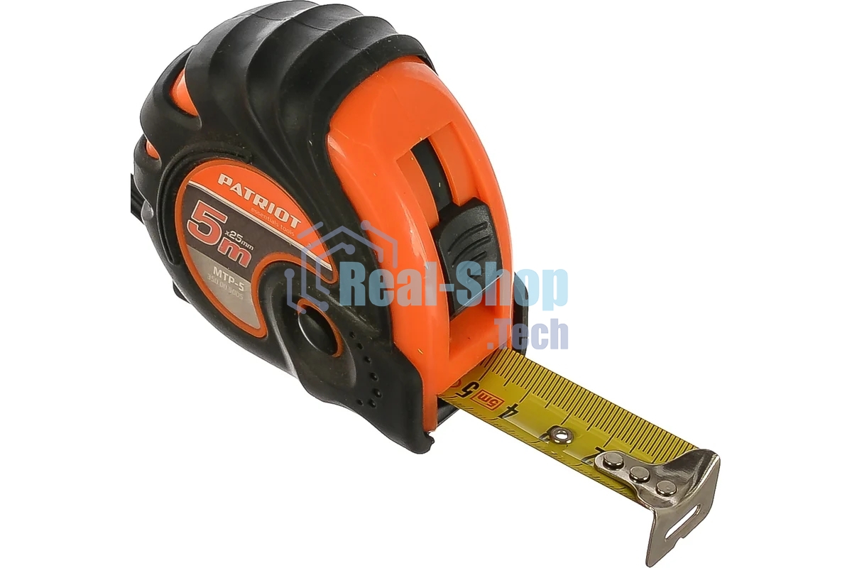 Рулетка PATRIOT MTP-5, ударопрочный корпус, обрезиненная, 5м