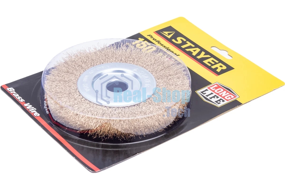 Кордщетка STAYER PROFESSIONAL 35122-150 д/УШМ витая стальная латун.проволока 0.3мм 150мм/22мм