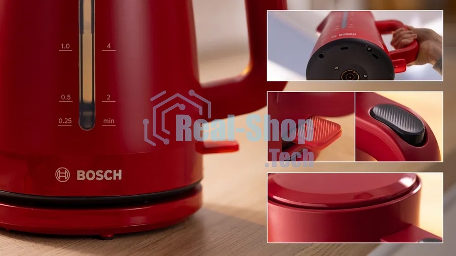 Чайник электрический Bosch TWK3M124 1,7 л, темно-красный