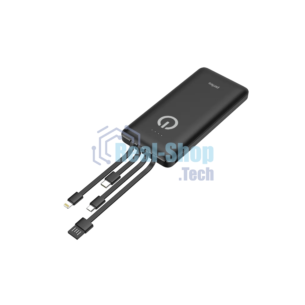 Портативный аккумулятор Powerbank Perfeo ABSOLUTE 10000mah In Micro usb,USB /Out USB,Micro usb,Type-C,Lightning, 2.1А/ черный (PF_B4878)