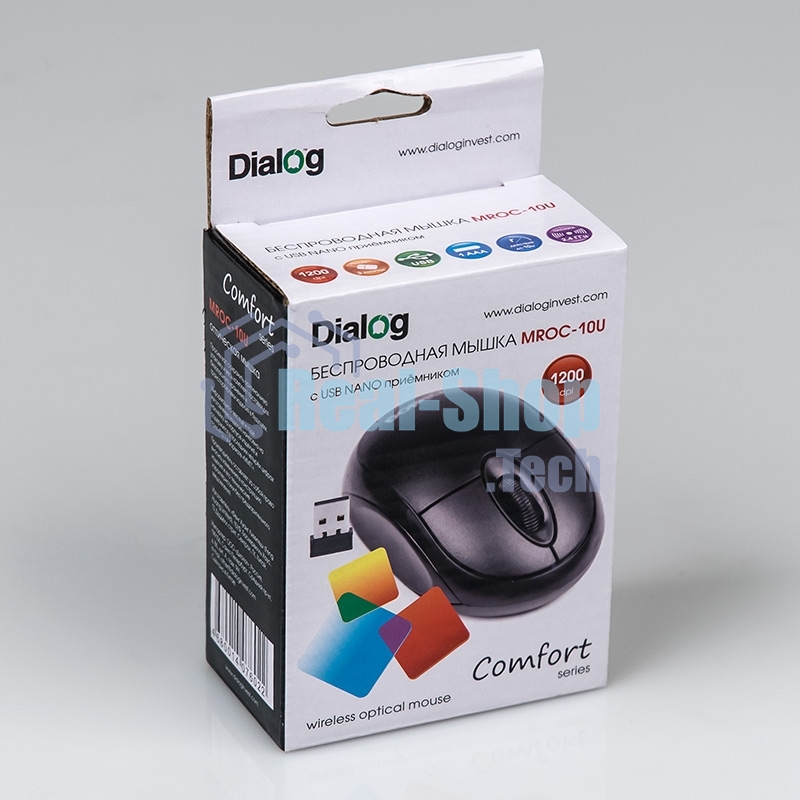 Мышь беспроводная Dialog Comfort MROC-10U черный, 1200 dpi, радиоканал, USB, кнопки - 3