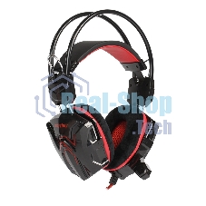 Гарнитура проводная игровая RUSH COBRA, динамики 40мм, велюровые амбушюры, черный/красный (SBHG-1300)