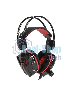Гарнитура проводная игровая RUSH COBRA, динамики 40мм, велюровые амбушюры, черный/красный (SBHG-1300)