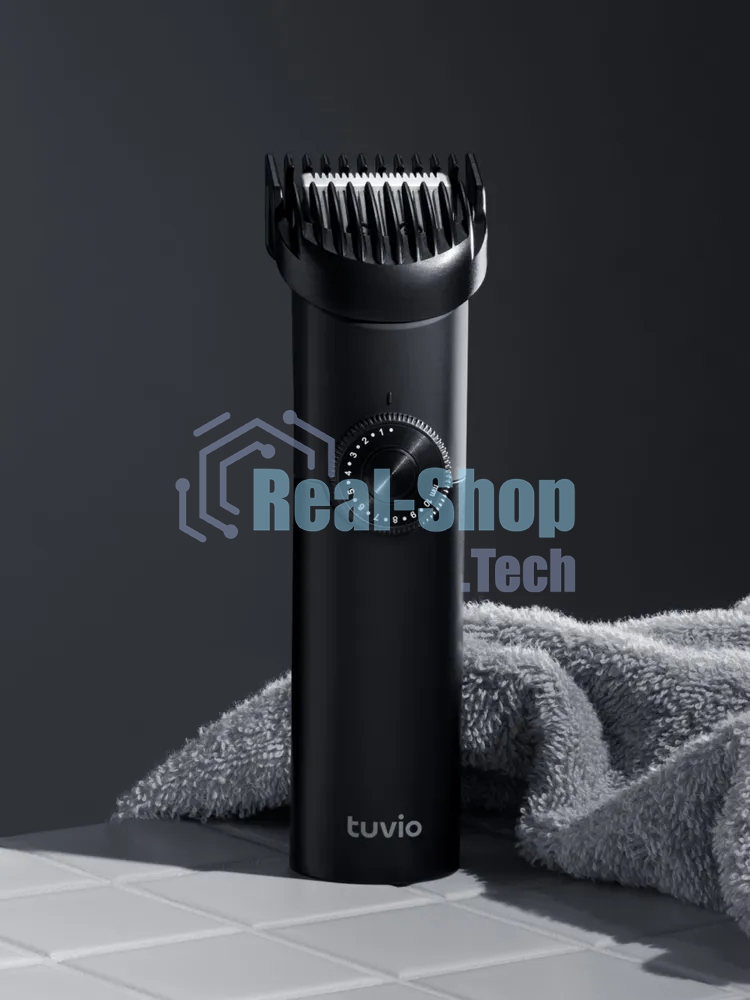 Машинка для стрижки волос, триммер с 3 насадками Tuvio HC-DA3BL, черный