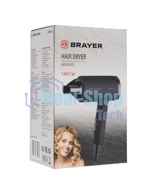 Фен BRAYER BR3040 черный, 1400 Вт, компактный