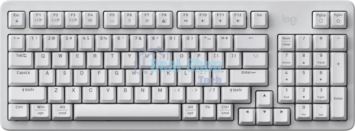 Клавиатура Logitech K868 гибридная, USB Type-A, Bluetooth, радиоканал, белый