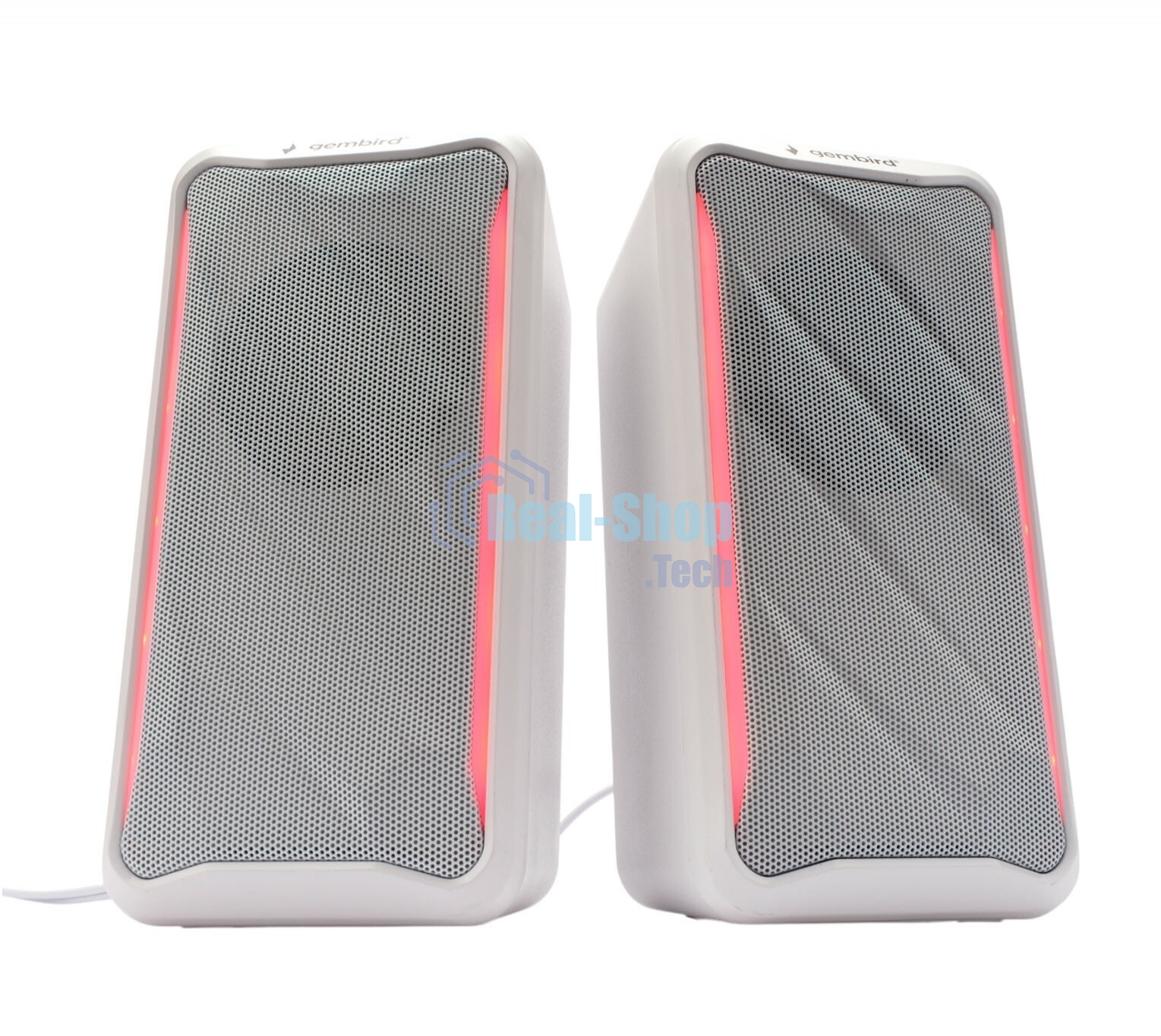 Акустическая система 2.0 Gembird SPK-305-W, 10Вт, пластик, рег.громкости, RGB подсветка, белый
