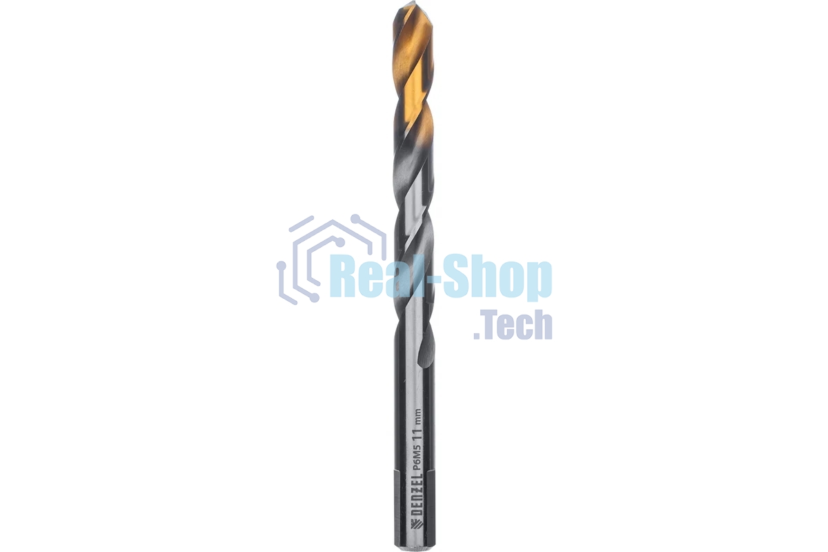 Сверло спиральное по металлу Denzel 11 x 142 мм, Р6М5, Golden Tip