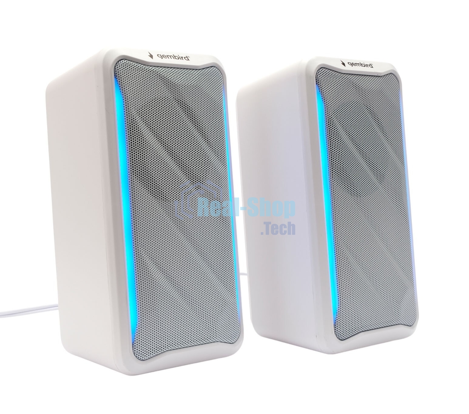 Акустическая система 2.0 Gembird SPK-305-W, 10Вт, пластик, рег.громкости, RGB подсветка, белый