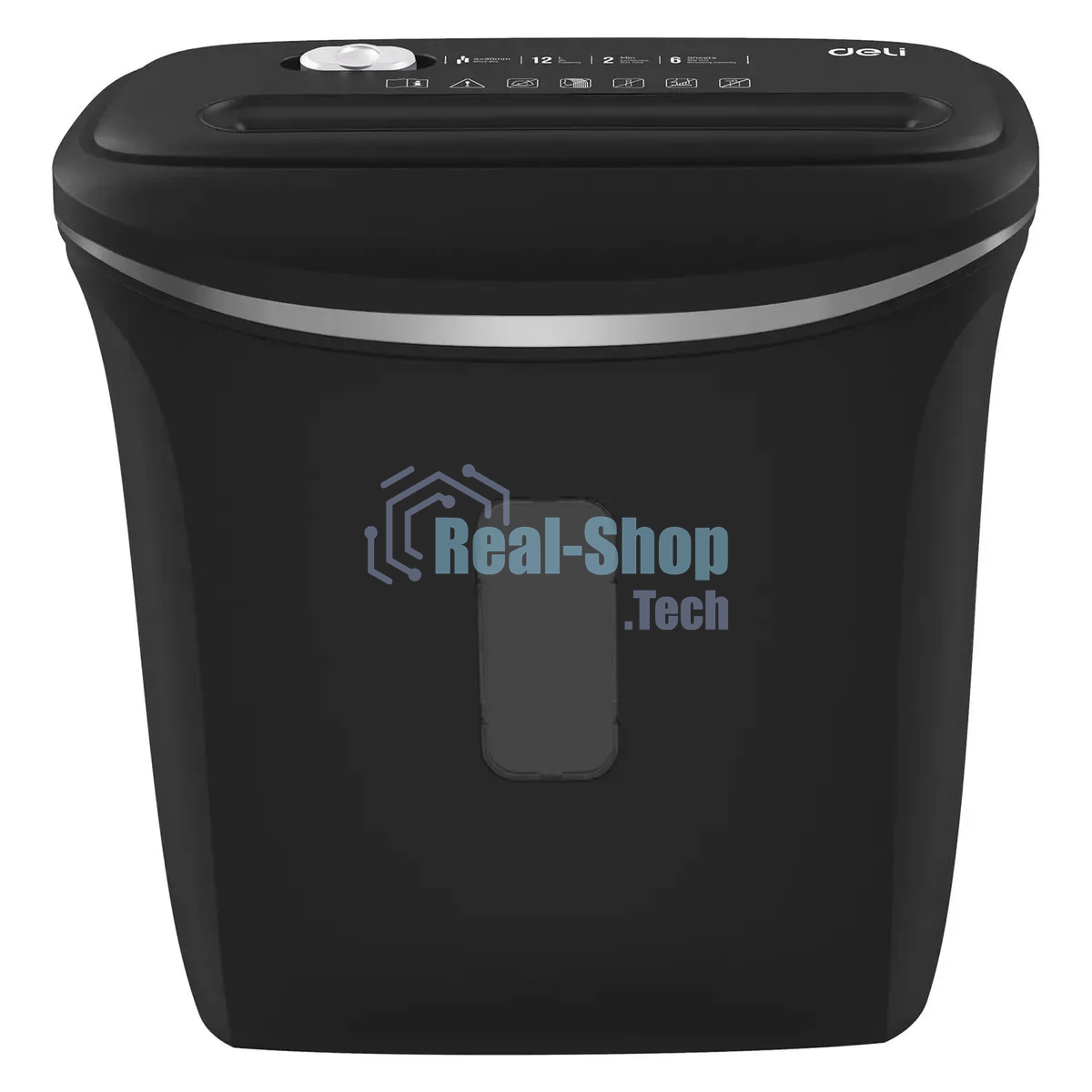 Шредер Deli E9945 черный (секр.P-4) фрагменты 6лист. 12лтр. скобы пл.карты