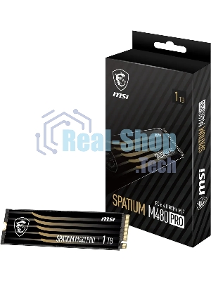 Накопитель SSD MSI SPATIUM M480 PRO, 1000Gb, M.2 2280, PCIe 4.0 x4, NVMe, R/W 7400/6000