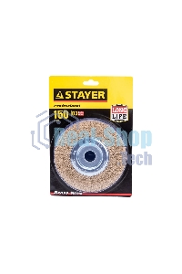 Кордщетка STAYER PROFESSIONAL 35122-150 д/УШМ витая стальная латун.проволока 0.3мм 150мм/22мм