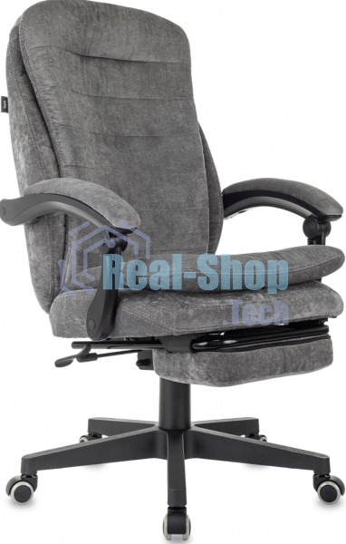 Кресло руководителя Бюрократ T-9950MSG-F Fabric серый Light-19, крестов. пластик, подст. для ног